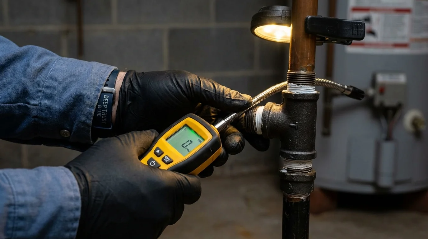 Gas leak detection with electronic sniffer by Johns Plumbing LLC in Sandy Hook