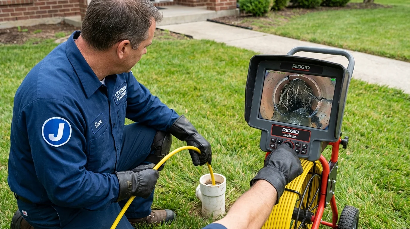 Sewer camera inspection being performed by Johns Plumbing LLC in Sandy Hook
